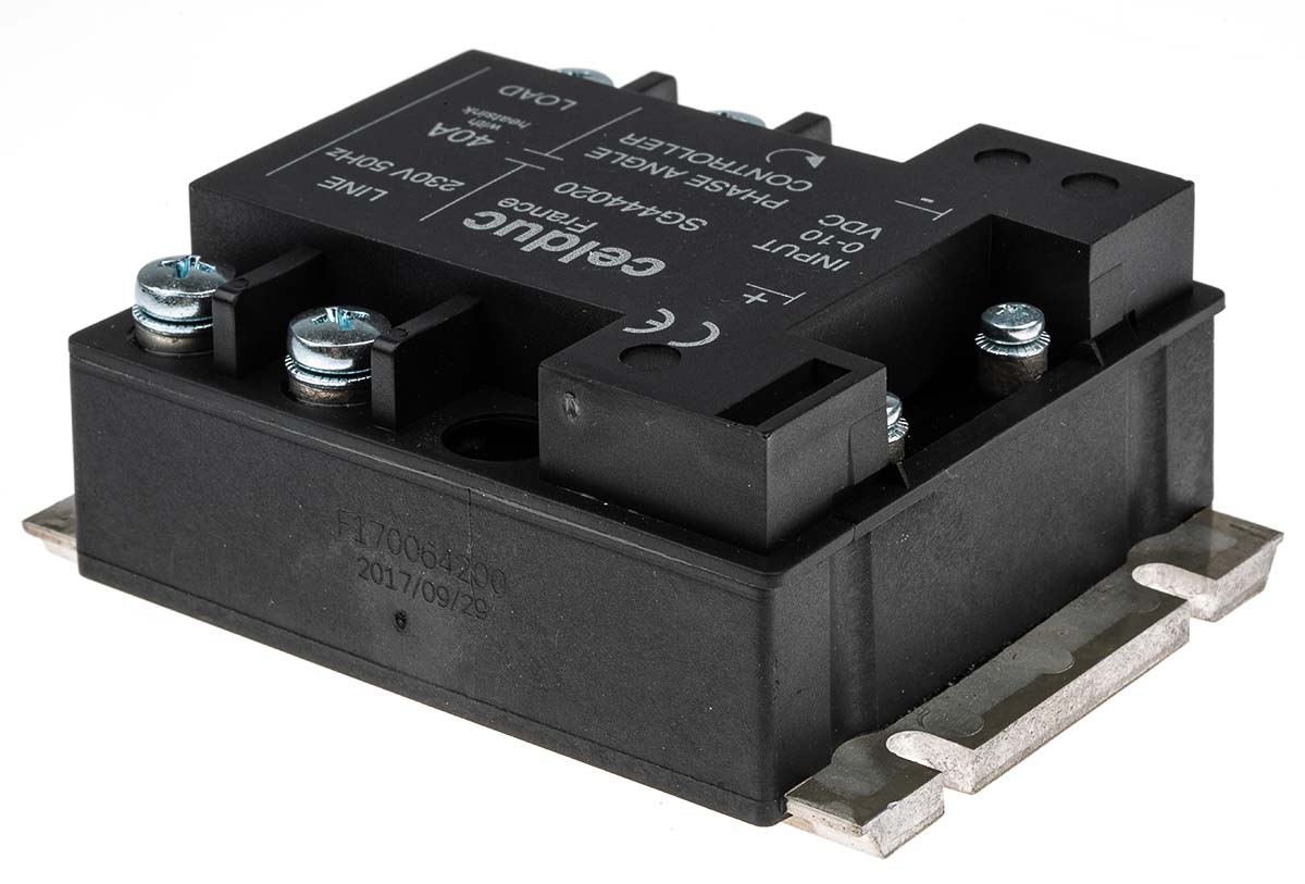 sg444020 Celduc SG4 Series Solid State Relay, 40 A Load, DIN Rail Mount, 265 Vrms Load, 10V dc Control