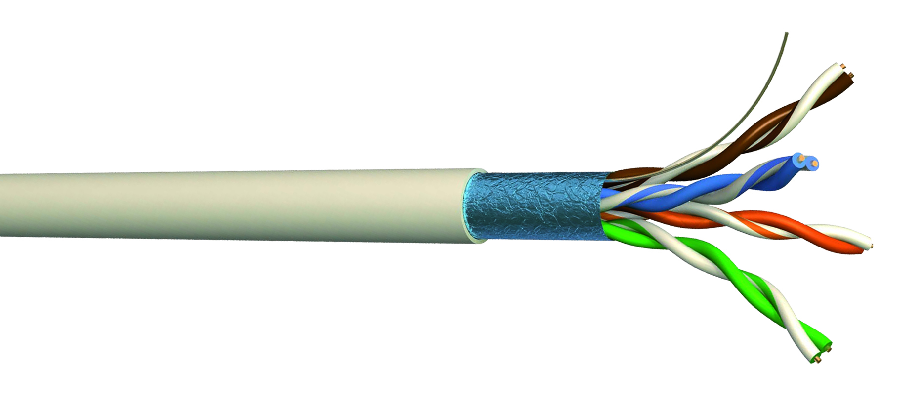 CAE Multimedia Connect MMC, 100 m Cat5e Ethernet Cable, Grey Polyvinyl Chloride Sheath Screened, Shielded