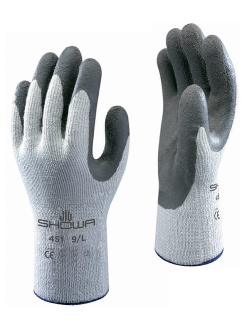 Showa SHO451 Grey Polyester Cotton Fibre Glove, Size 7, Latex Coating