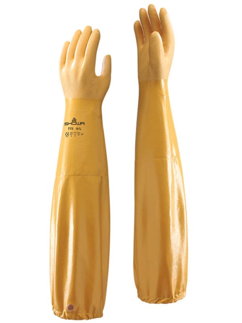 Showa 772 ARX Yellow Polyester Cotton Fibre Glove, Size 10, Nitrile Coating