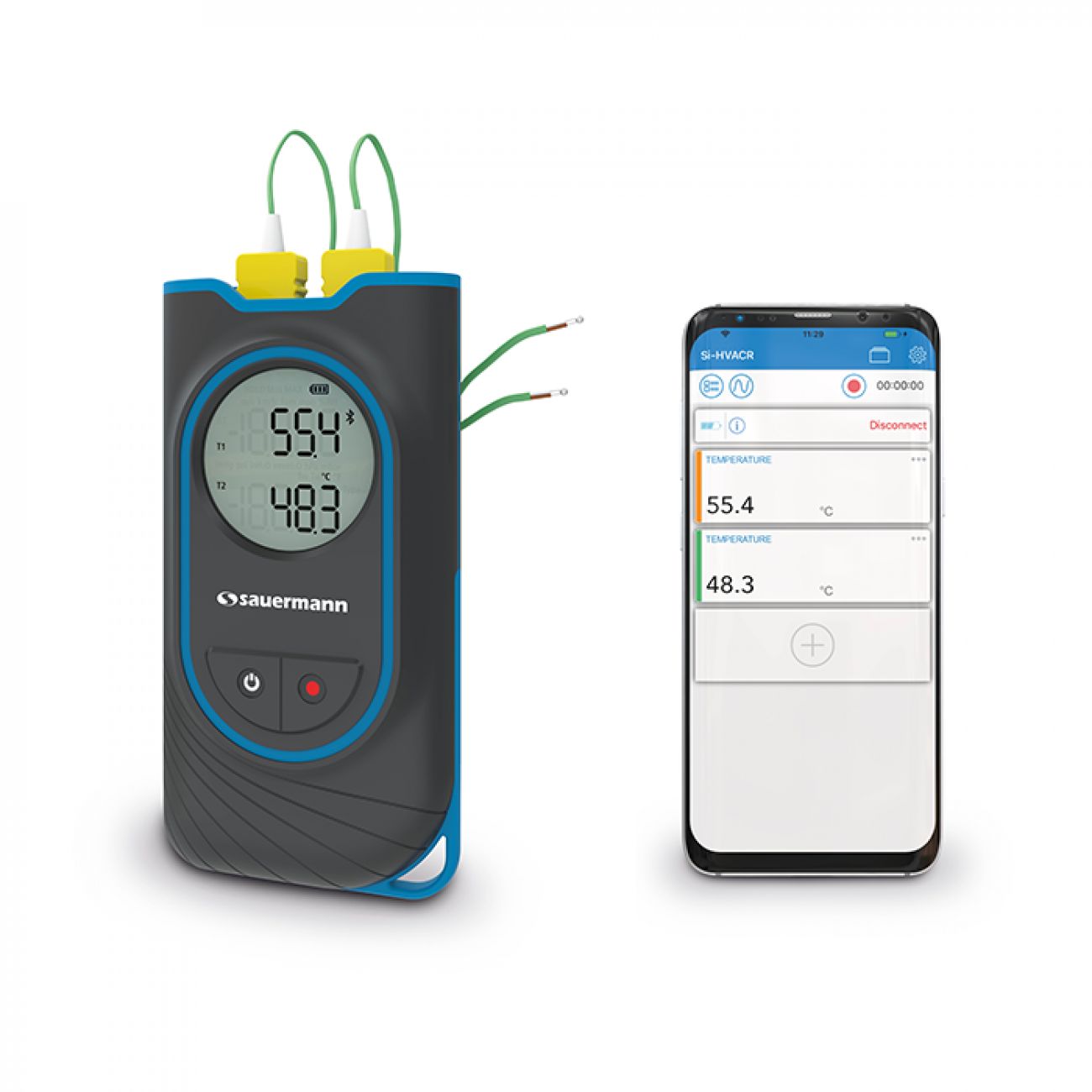SAUERMANN. Probe Digital Thermometer, K Probe, 2 Input(s), 1300 °C Max, ±0.4°C Accuracy