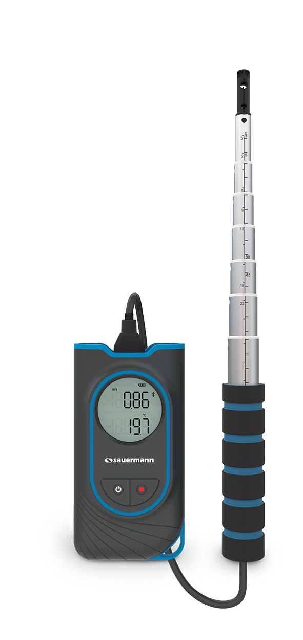 SAUERMANN. Hotwire Anemometer, Measures Air Velocity, Air Flow, Temperature, 30 m/s