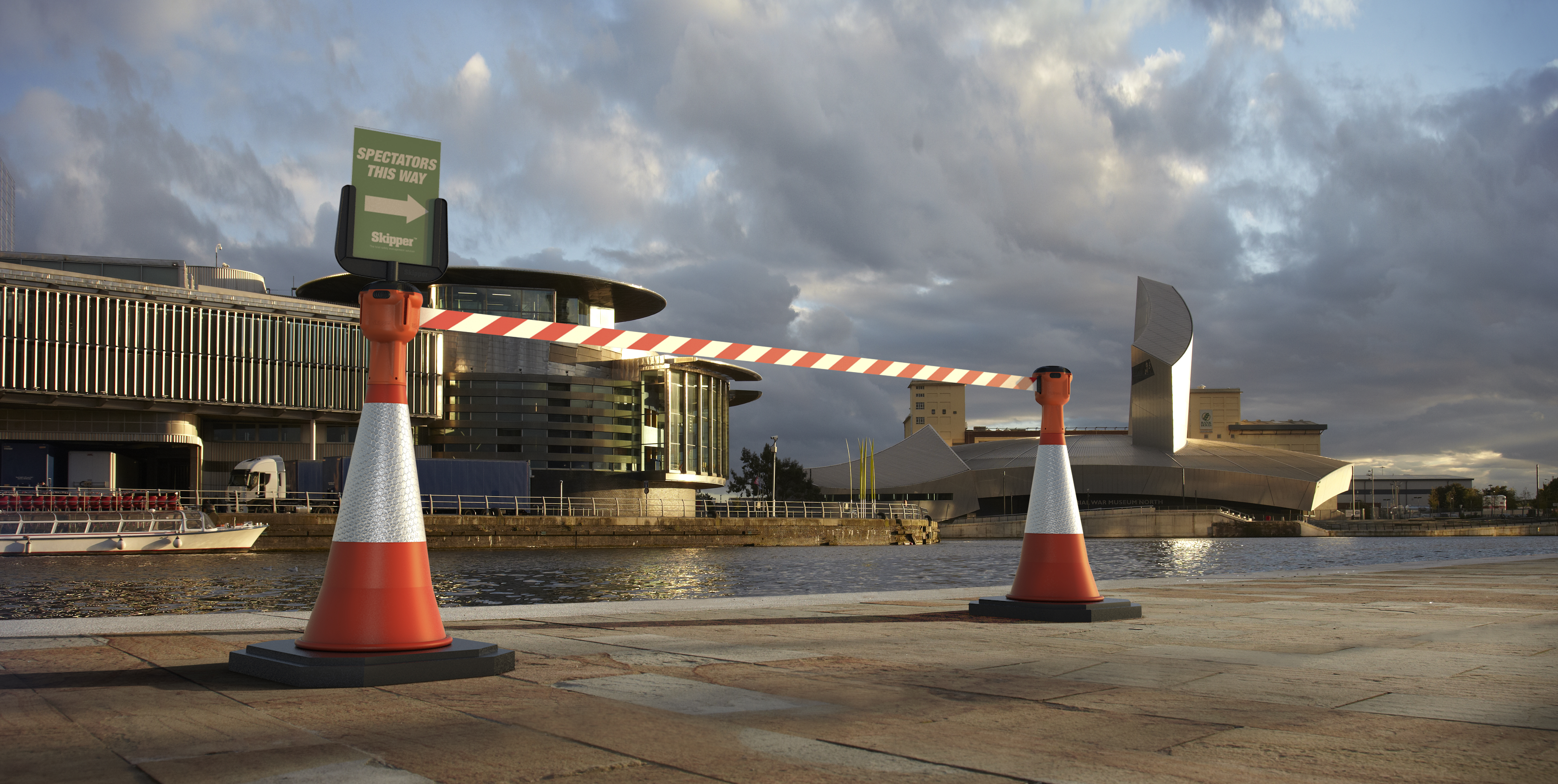 sign01 Skipper Black Safety Barrier, Polycarbonate, 266 mm