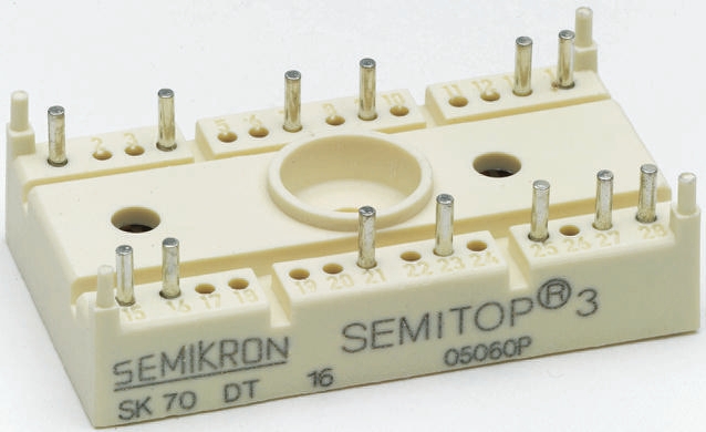 Semikron Danfoss SK 70 DT 16, Thyristor Module 1600 V 0.45 kA, 68 A 100 mA 1.9 V 13-Pin