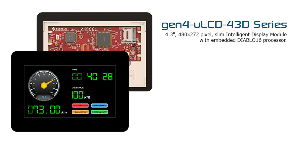 4D Systems SK-gen4-43DT Gen4 Diablo16 4.3 in Resistive Touch Screen Starter Kit With DIABLO16 for gen4 Range of modules