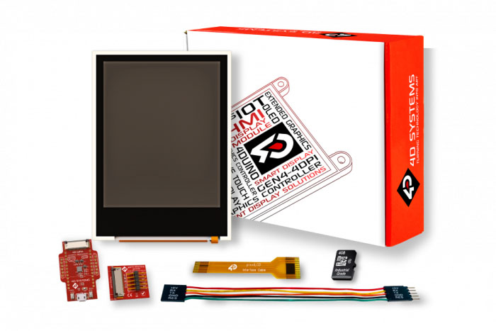 4D Systems SK-pixxiLCD-20P2 pixxiLCD-20 2 in TFT Starter Kit With pixxiLCD-20P2, pixxiLCD-20P2-CTP-CLB for pixxiLCD-20