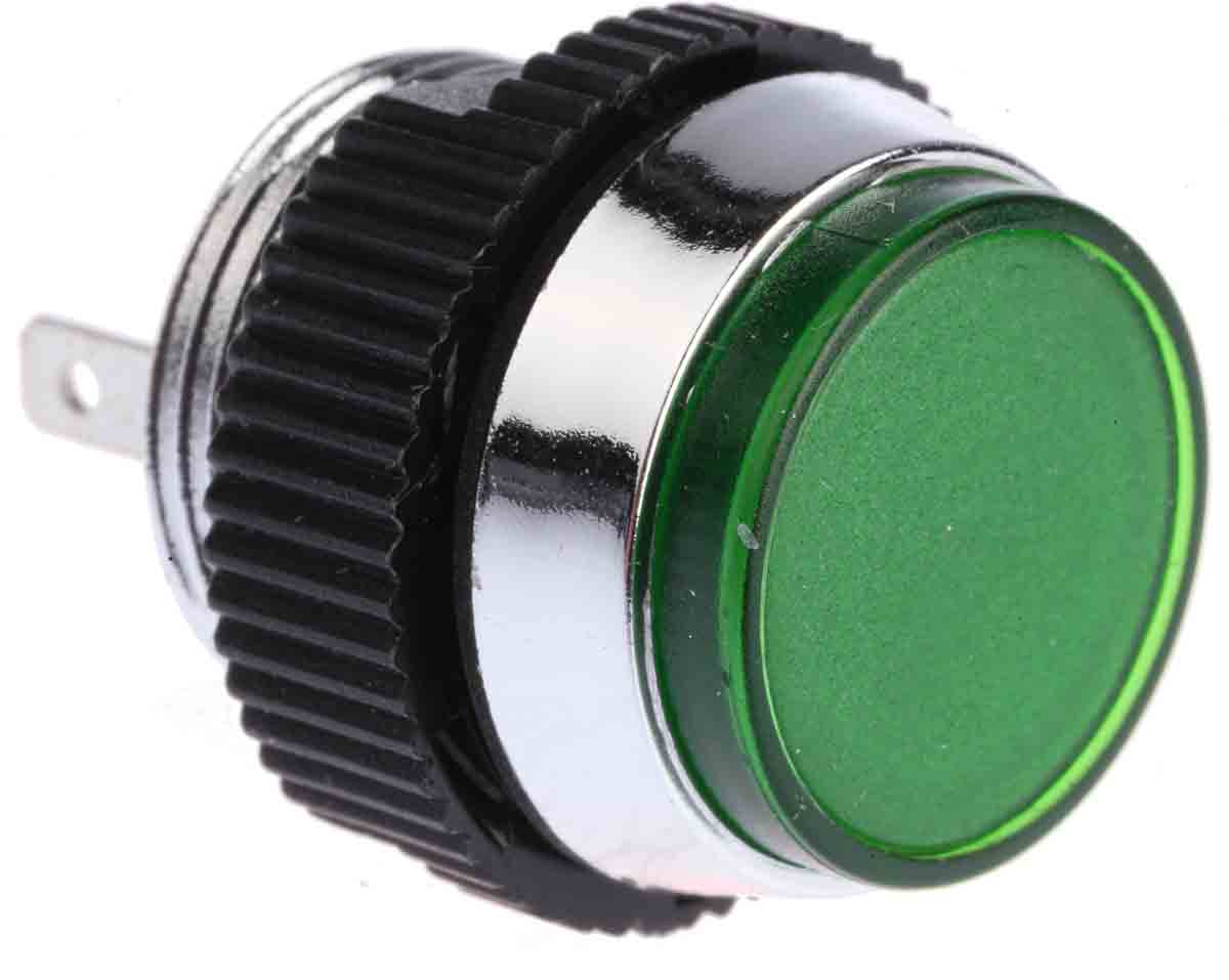 Signal Construct SKCD Series, Green Panel Mount Indicator, Tab Termination 14V, IP67, 16 mm