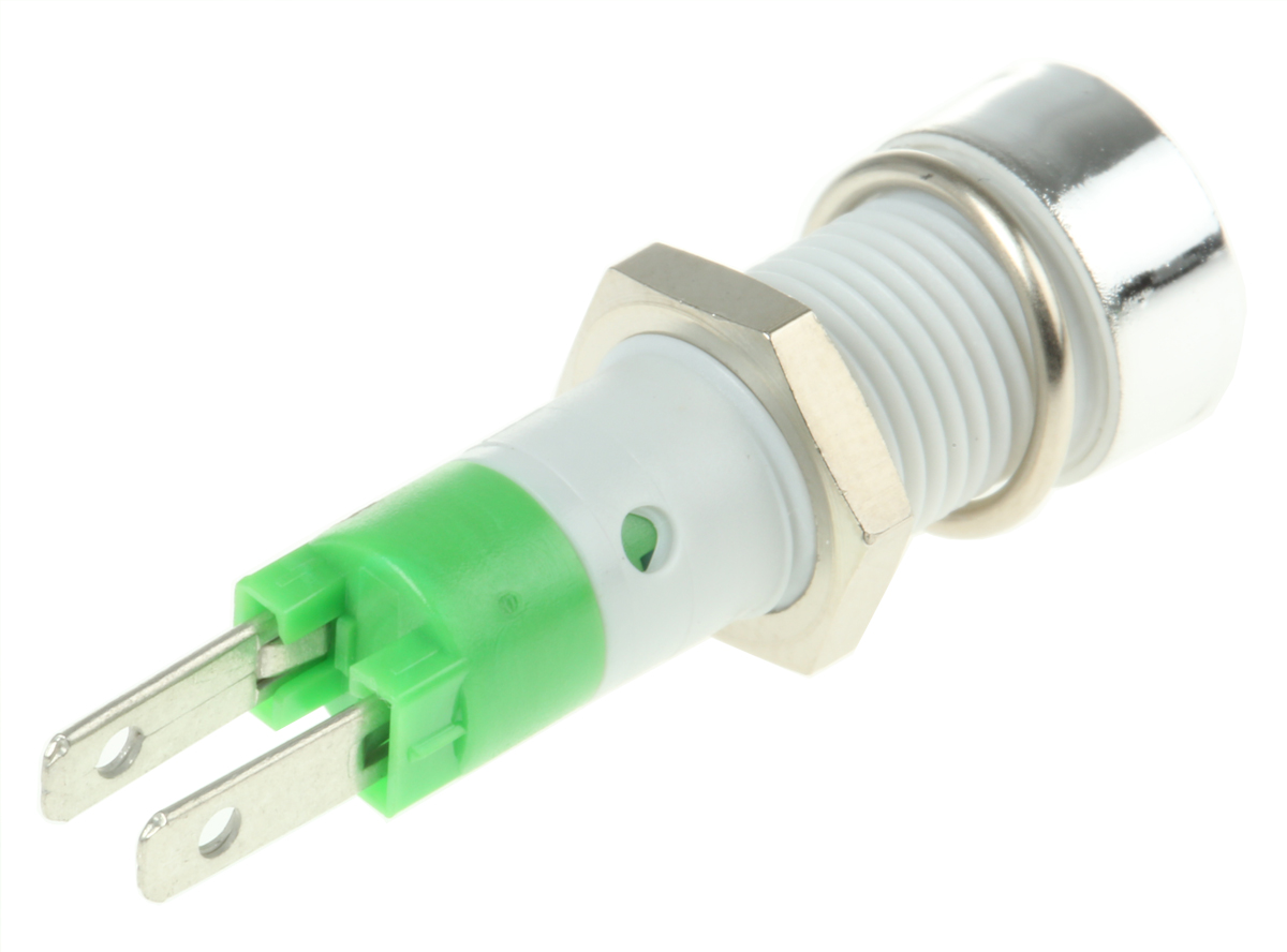 skcd08214 Signal Construct SKCD Series, Green Panel Mount Indicator, Tab Termination 28V, IP67, 8 mm