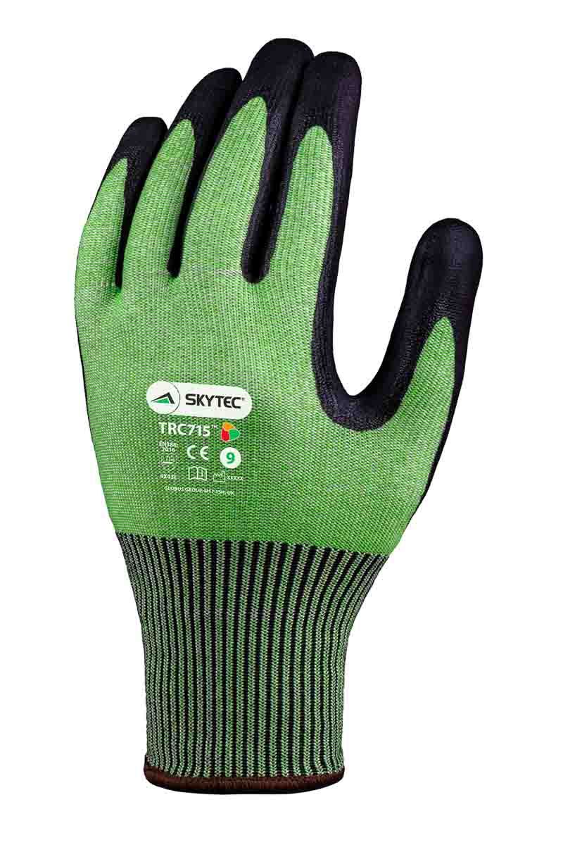 Skytec Green, Black Work Gloves, Size 9