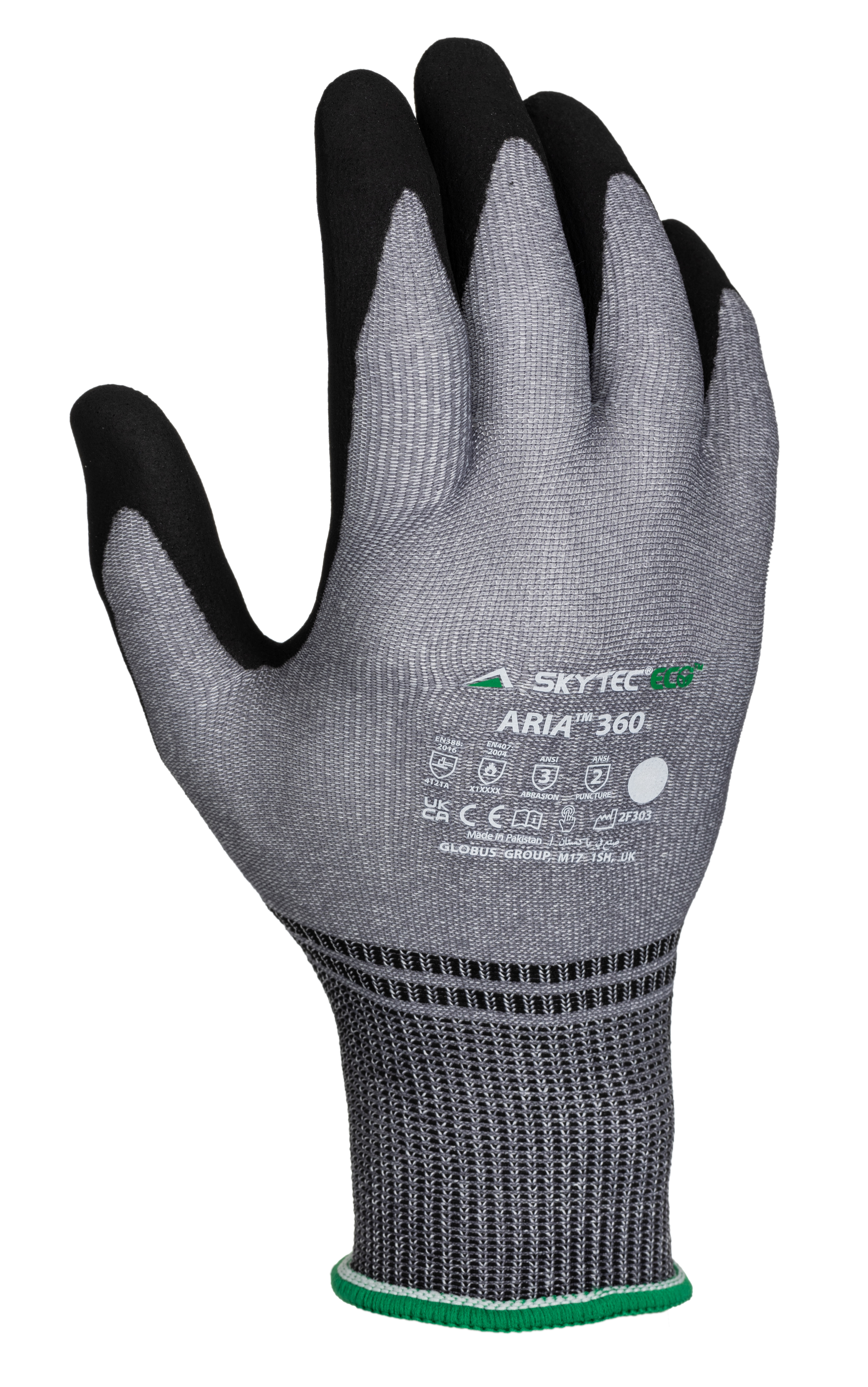 Skytec ARIA 360 Black, Grey Foam Nitrile, Nylon Work Gloves, Size 7, Nitrile Coating