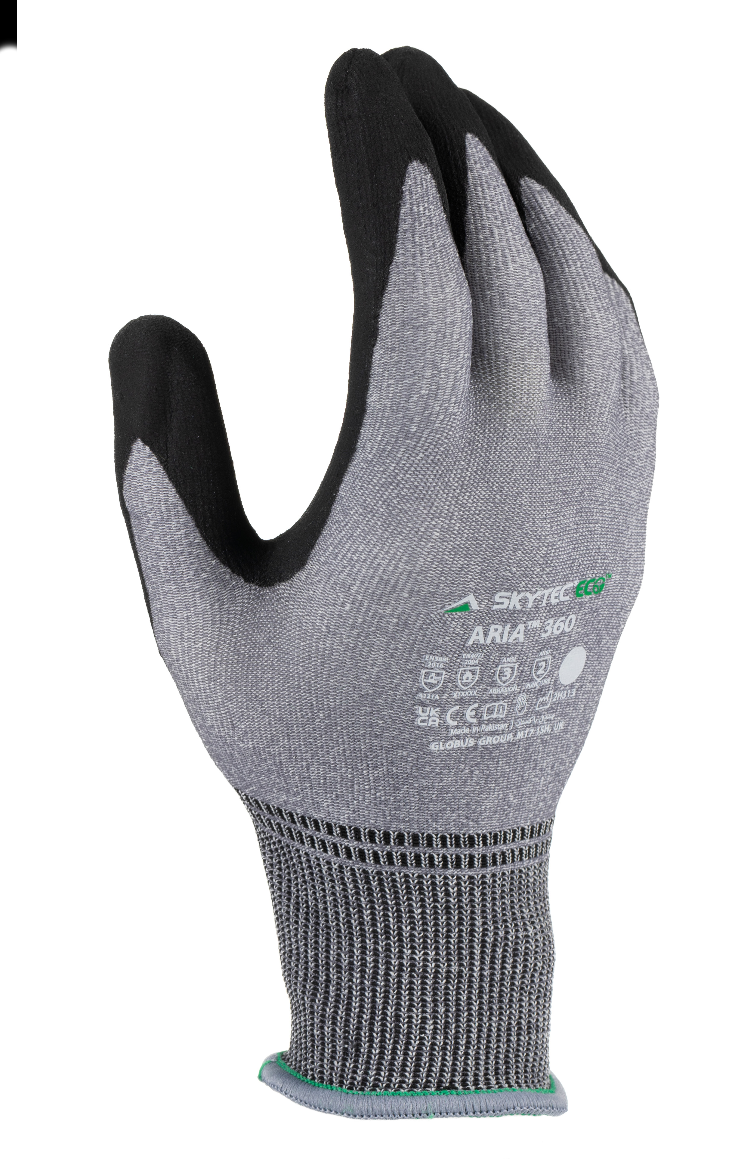 Skytec ARIA 360 Black, Grey Foam Nitrile, Nylon Work Gloves, Nitrile Coating