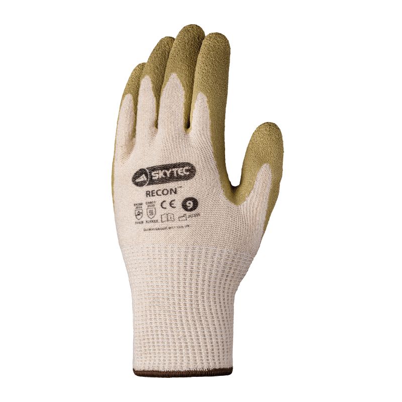 Skytec RECON Beige Nylon Work Gloves, Size 8, Latex Coating