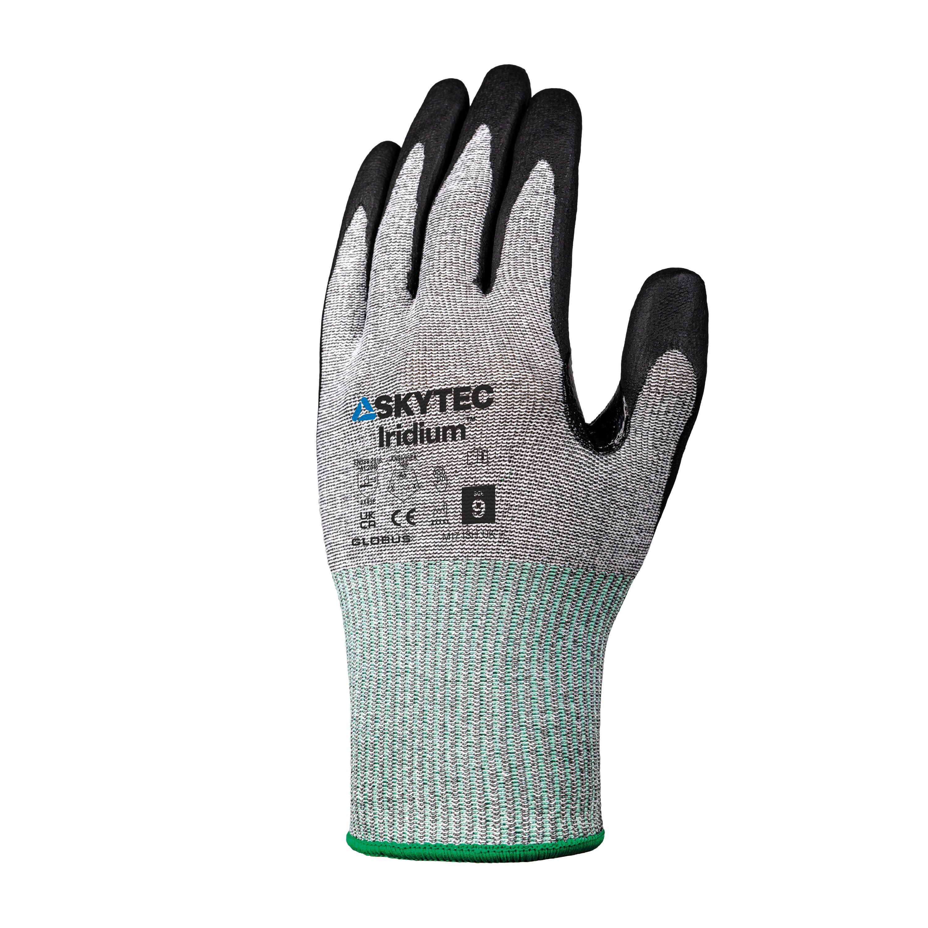 Skytec Eco Iridium Black, Grey HPPE, HPPE, Polyester, Polyester Work Gloves, Size S, Nitrile Foam Coating
