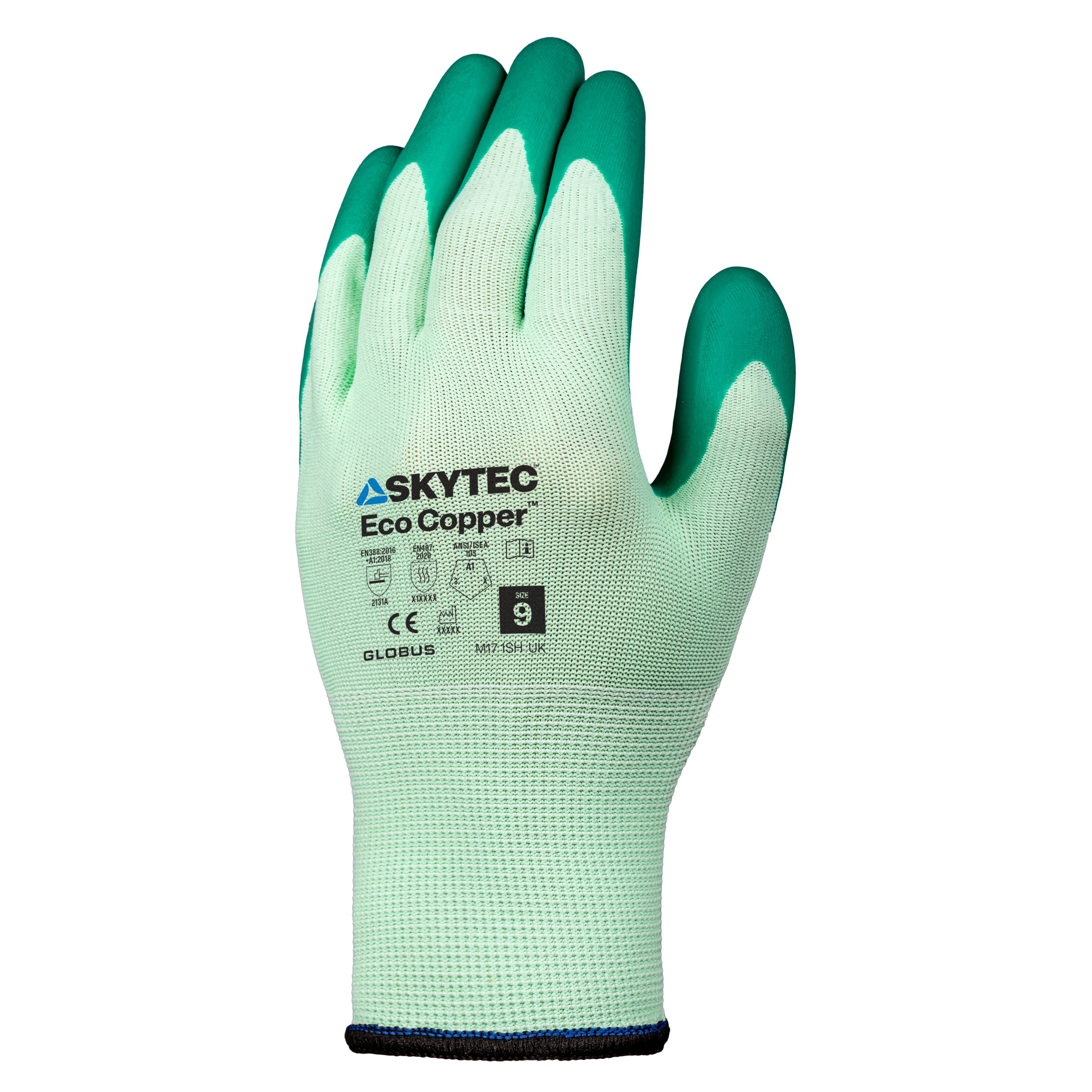 Skytec Green Recycled Polyester Latex Gloves, Size XL, Latex Coating