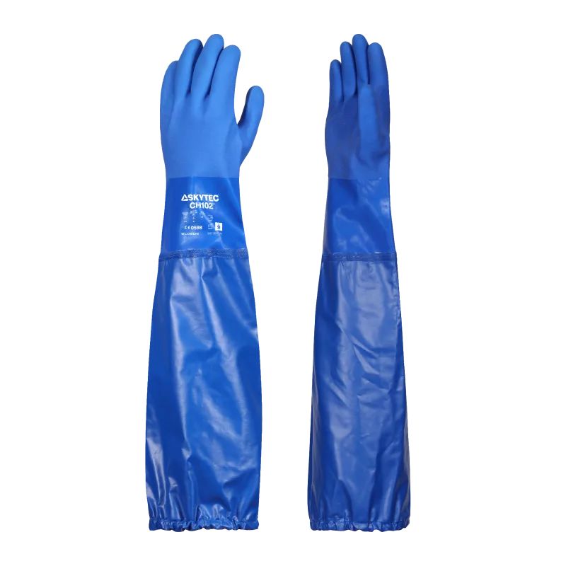 Skytec CH102 Dark Blue Cotton Chemical Resistant Gloves, Size M, PVC Coating