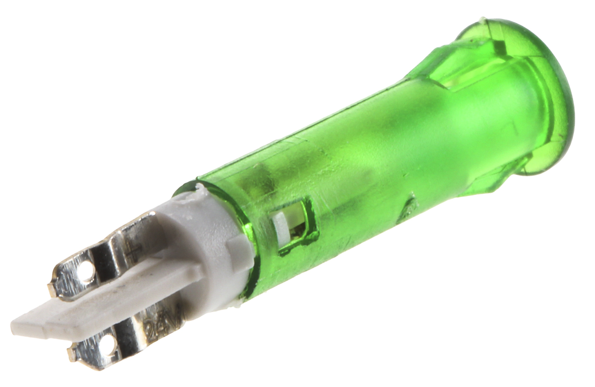 Signal Construct SKGD Series, Green Panel Mount Indicator, Solder Tab Termination 28V, IP67, 5 mm