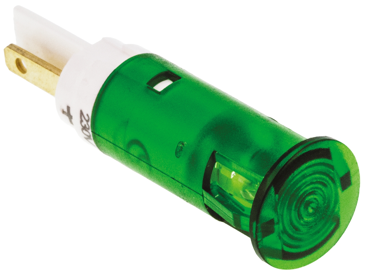 Signal Construct SKGU Series, Green Panel Mount Indicator, Tab Termination, IP67, 10 mm
