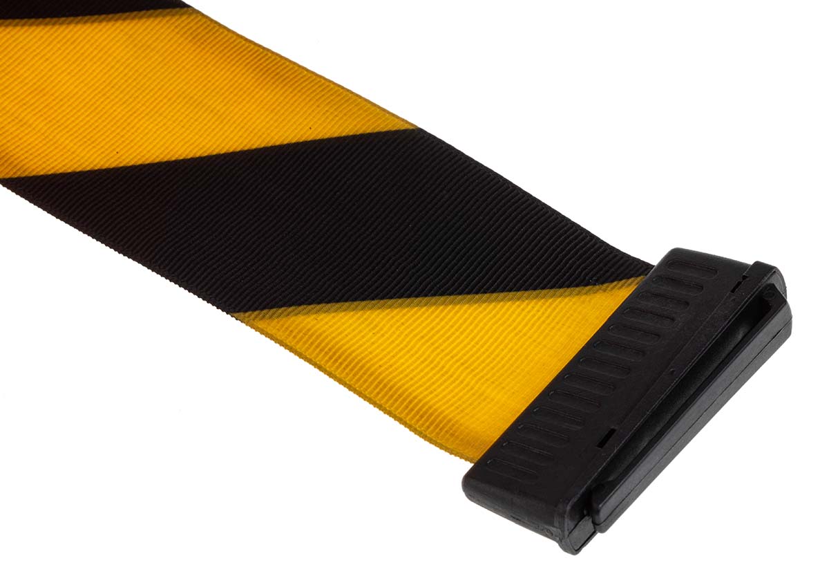 skipper01-o-by Skipper Orange Safety Barrier, Yellow, Black Tape, Polyester, Retractable Barrier, 9 m