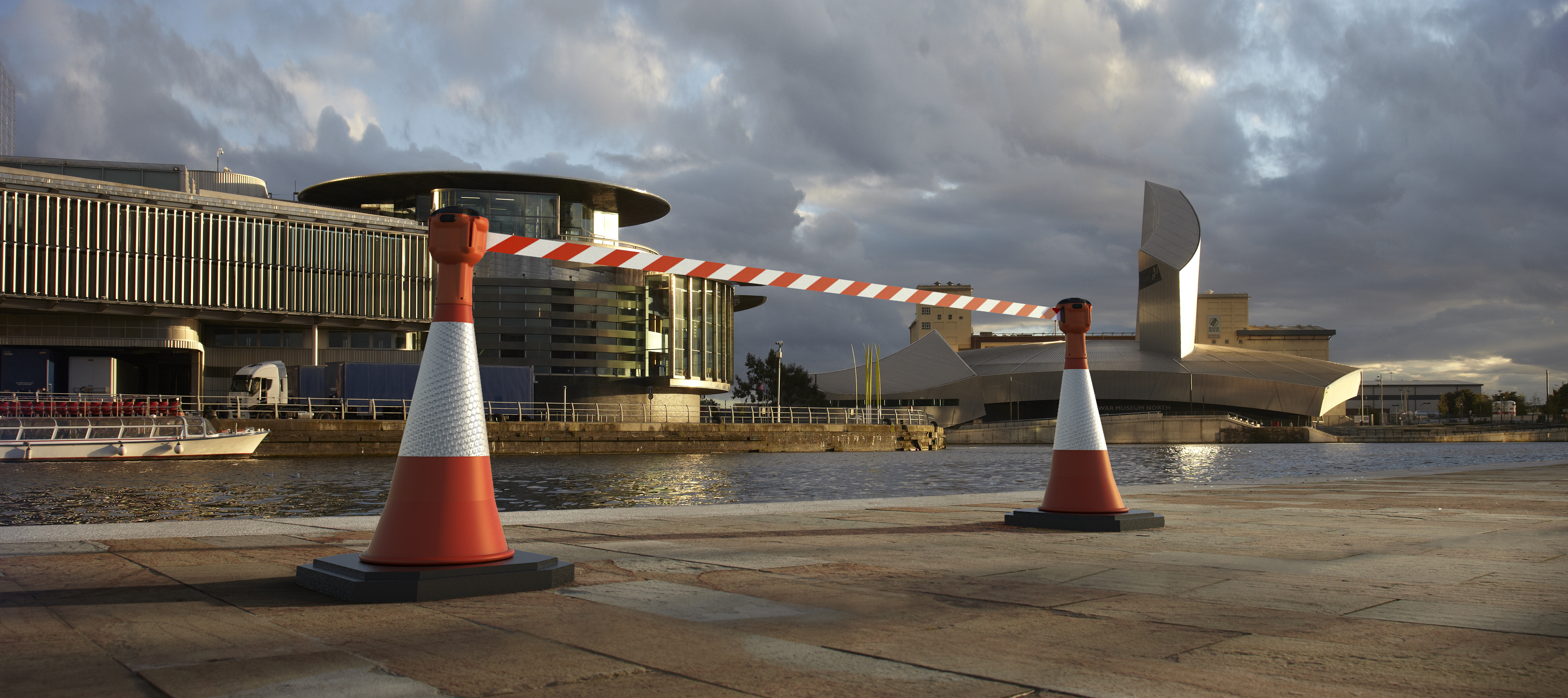 skipper01-o-rw Skipper Orange Safety Barrier, White, Red Tape, Polyester, Retractable Barrier, 9 m
