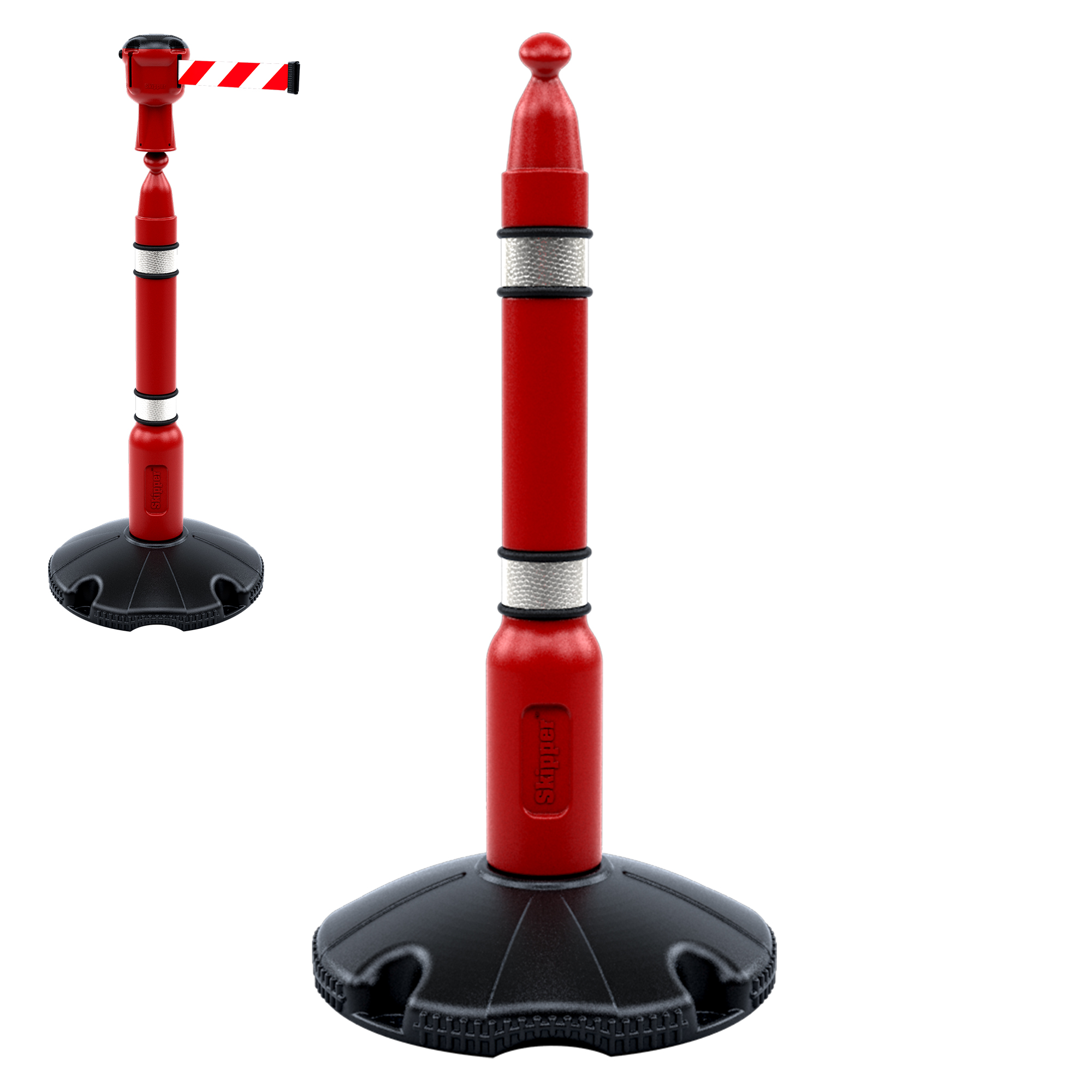 skipper01-r-rw Skipper Red Safety Barrier, Red, White Tape, Retractable Barrier, 9 m
