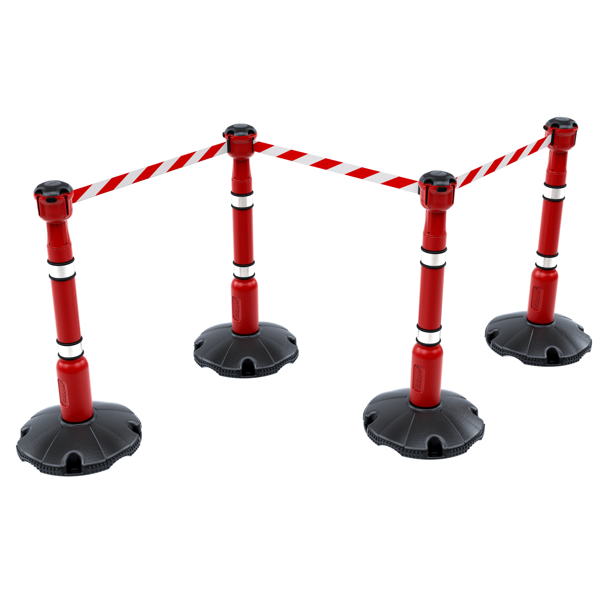 skipper01-r-rw Skipper Red Safety Barrier, Red, White Tape, Retractable Barrier, 9 m