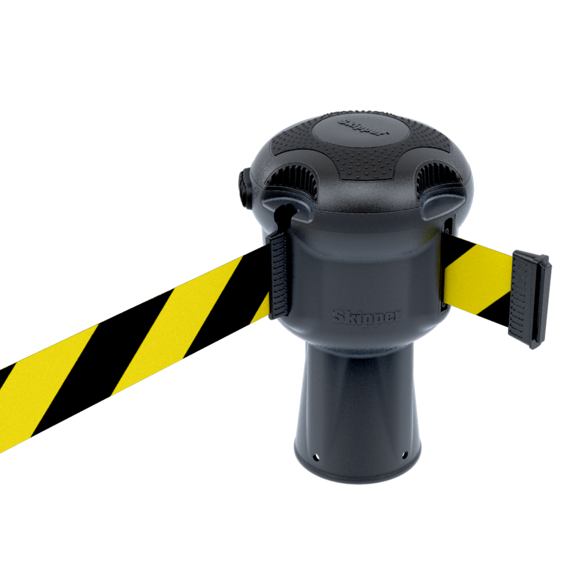 skipper01-s-by Skipper Silver Safety Barrier, Black, Yellow Tape, Retractable Barrier, 9 m