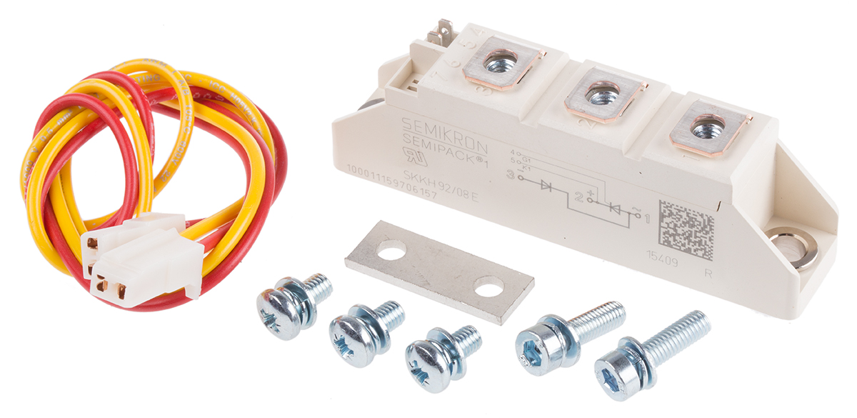 skkh-9208-e Semikron Danfoss SKKH 92/08 E, Diode/Thyristor Module SCR 800 V, 95 A 150 mA 2 kA 1.65 V