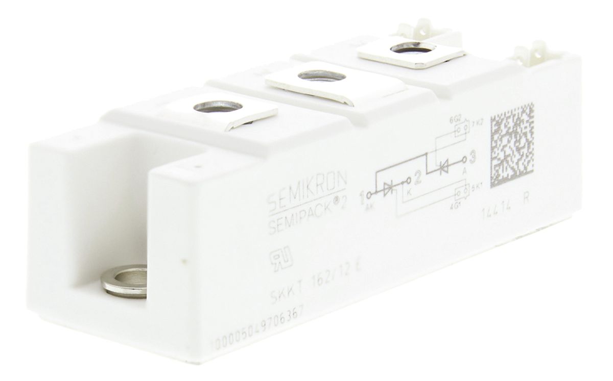Semikron Danfoss SKKT 162/12 E, Dual Thyristor Module 1200 V, 156 A 150 mA 5.4 kA 1.6 V