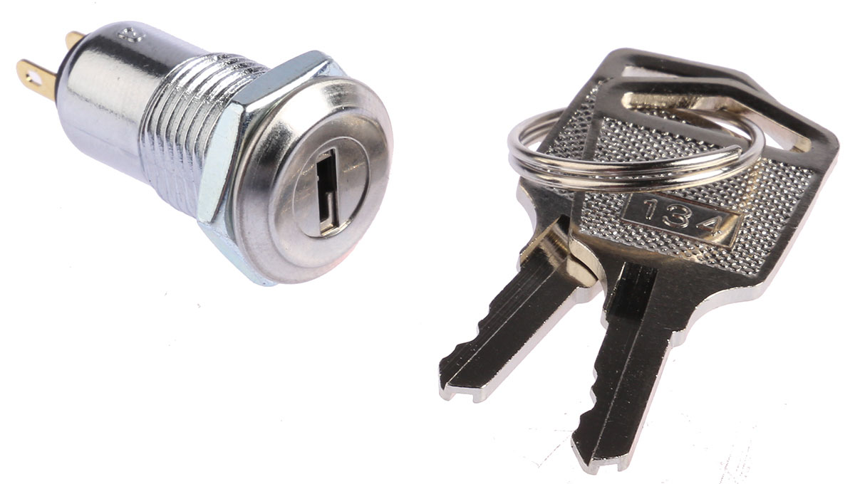 Lorlin Key Switch, SPST, 0.5A 2-Way Flat, Common-Key