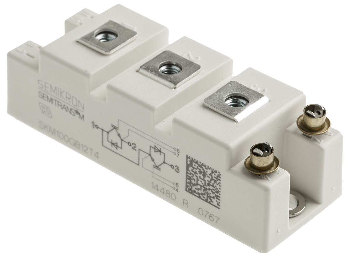 Semikron Danfoss SKM100GB12T4, Type N-Channel IGBT Module, 160 A 1200 V, 7-Pin SEMITRANS, Panel
