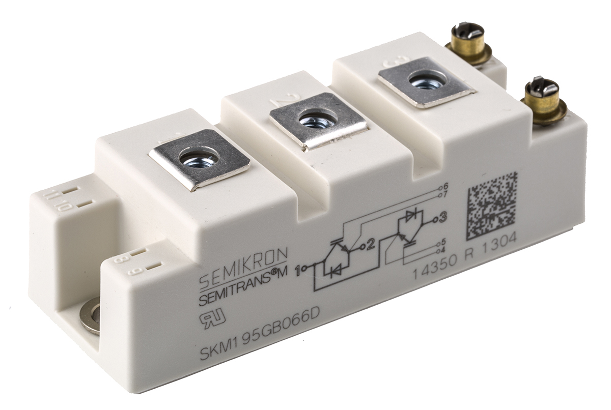 Semikron Danfoss SKM195GB066D, Type N-Channel IGBT Module, 265 A 600 V, 7-Pin SEMITRANS, Panel