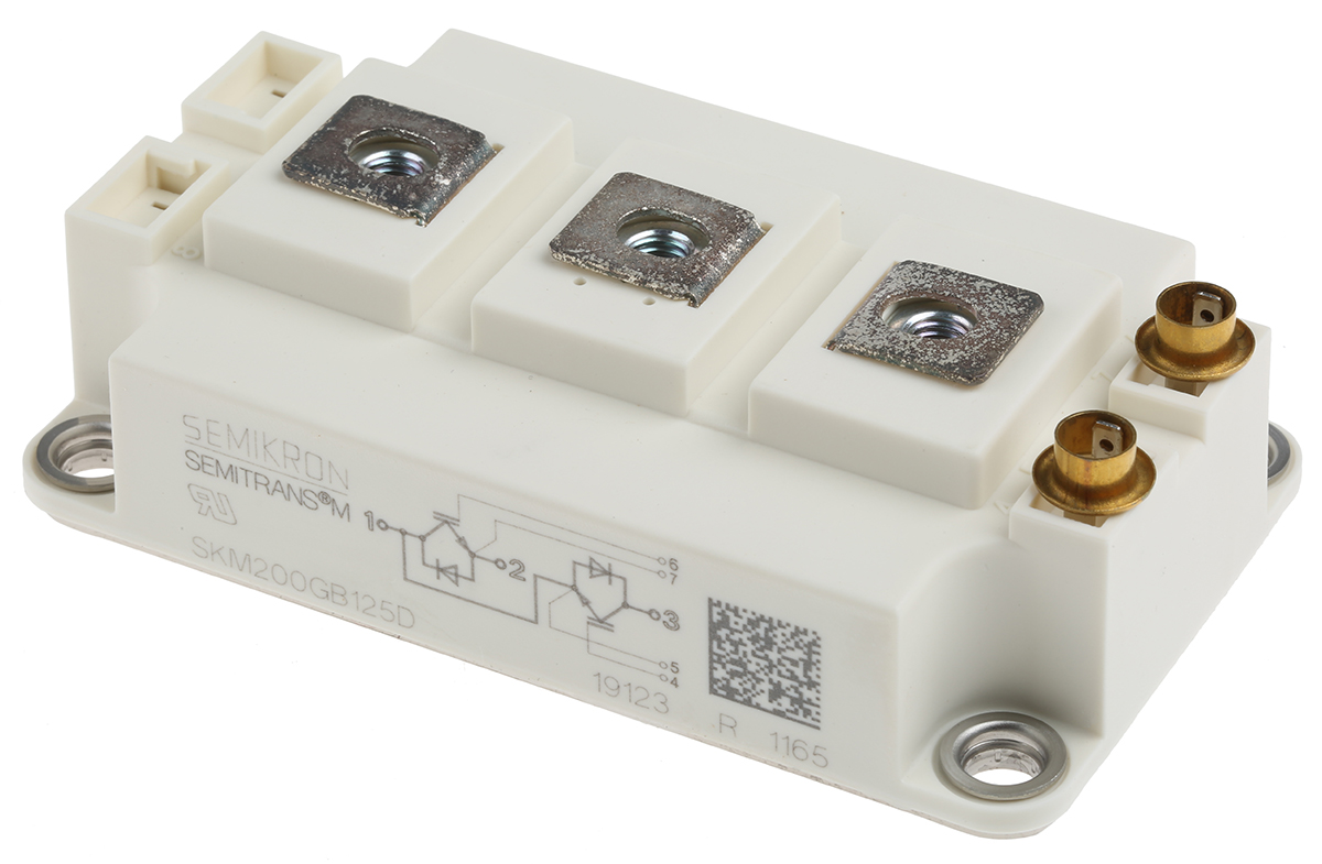 Semikron Danfoss SKM200GB125D, Type N-Channel IGBT Module, 200 A 1200 V, 3-Pin SEMITRANS, Panel