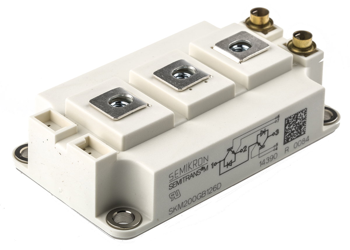 Semikron Danfoss SKM200GB126D, Type N-Channel IGBT Module, 260 A 1200 V, 7-Pin SEMITRANS, Panel