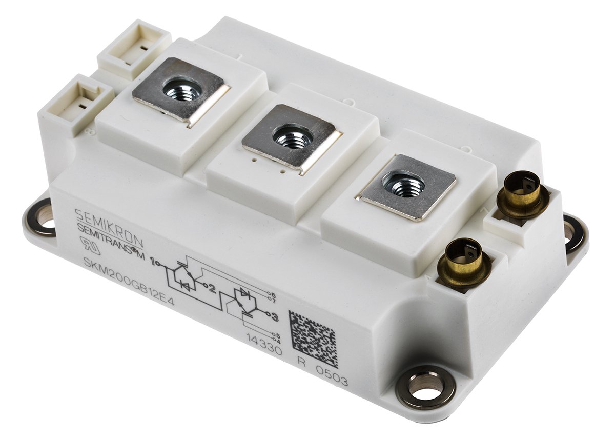 Semikron Danfoss SKM200GB12E4, Type N-Channel IGBT Module, 313 A 1200 V, 7-Pin SEMITRANS, Panel