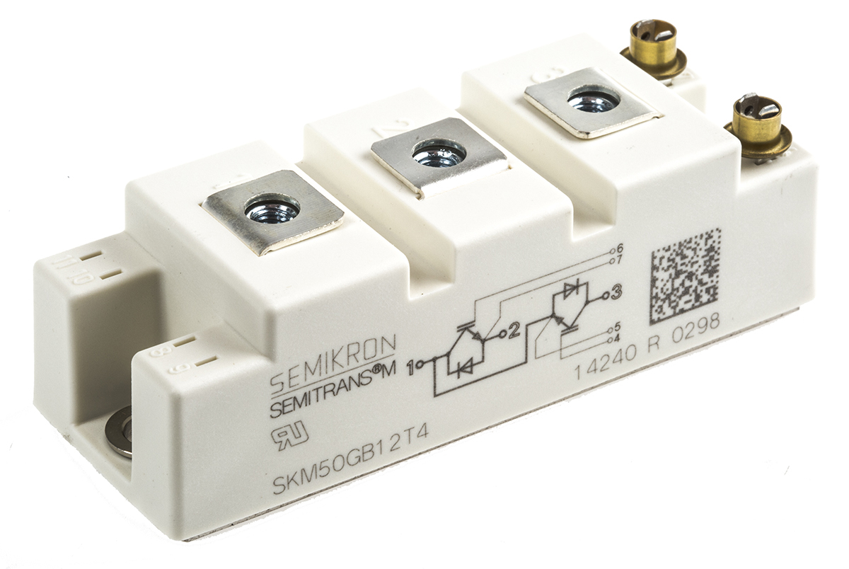 Semikron Danfoss SKM50GB12T4, Type N-Channel IGBT Module, 81 A 1200 V, 7-Pin SEMITRANS, Panel
