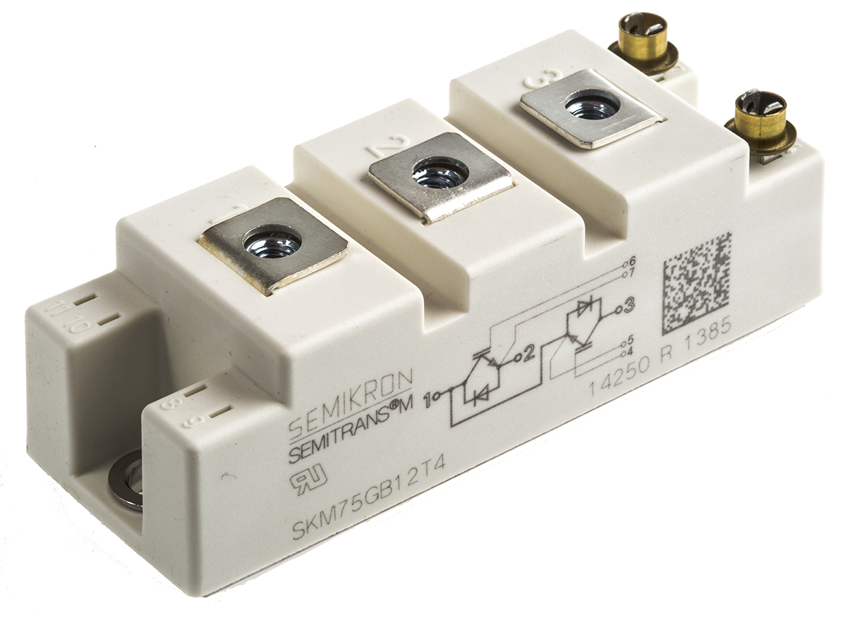 Semikron Danfoss SKM75GB12T4, Type N-Channel IGBT Module, 115 A 1200 V, 7-Pin SEMITRANS, Panel