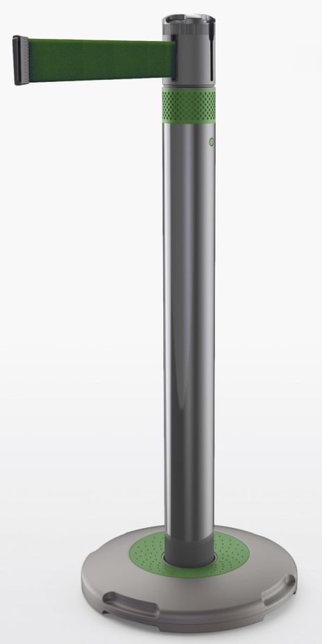 Skipper Black Safety Barrier, Green Tape, Nylon, Retractable Barrier