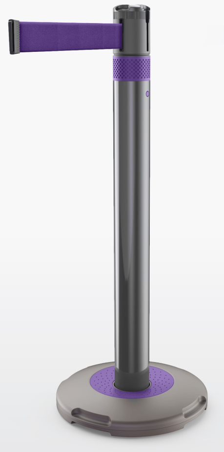 Skipper Black Safety Barrier, Purple Tape, Nylon, Retractable Barrier
