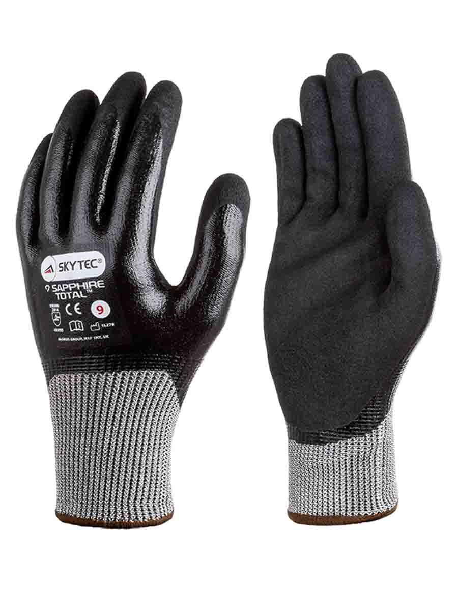 Skytec SAPPHIRE TOTAL Black, Blue Nitrile Foam Work Gloves, Size 8