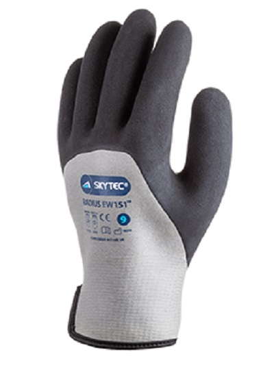 Skytec RADIUS EW151 Black, Grey Acrylic, Glass, Latex, Nylon, Polyethylene Glove, Size 7, Latex Coating