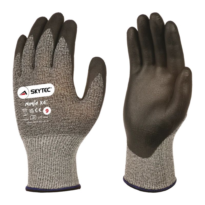 Skytec Ninja X4 Black Fibreglass, Nylon Work Gloves, Size 9, Nitrile Coating