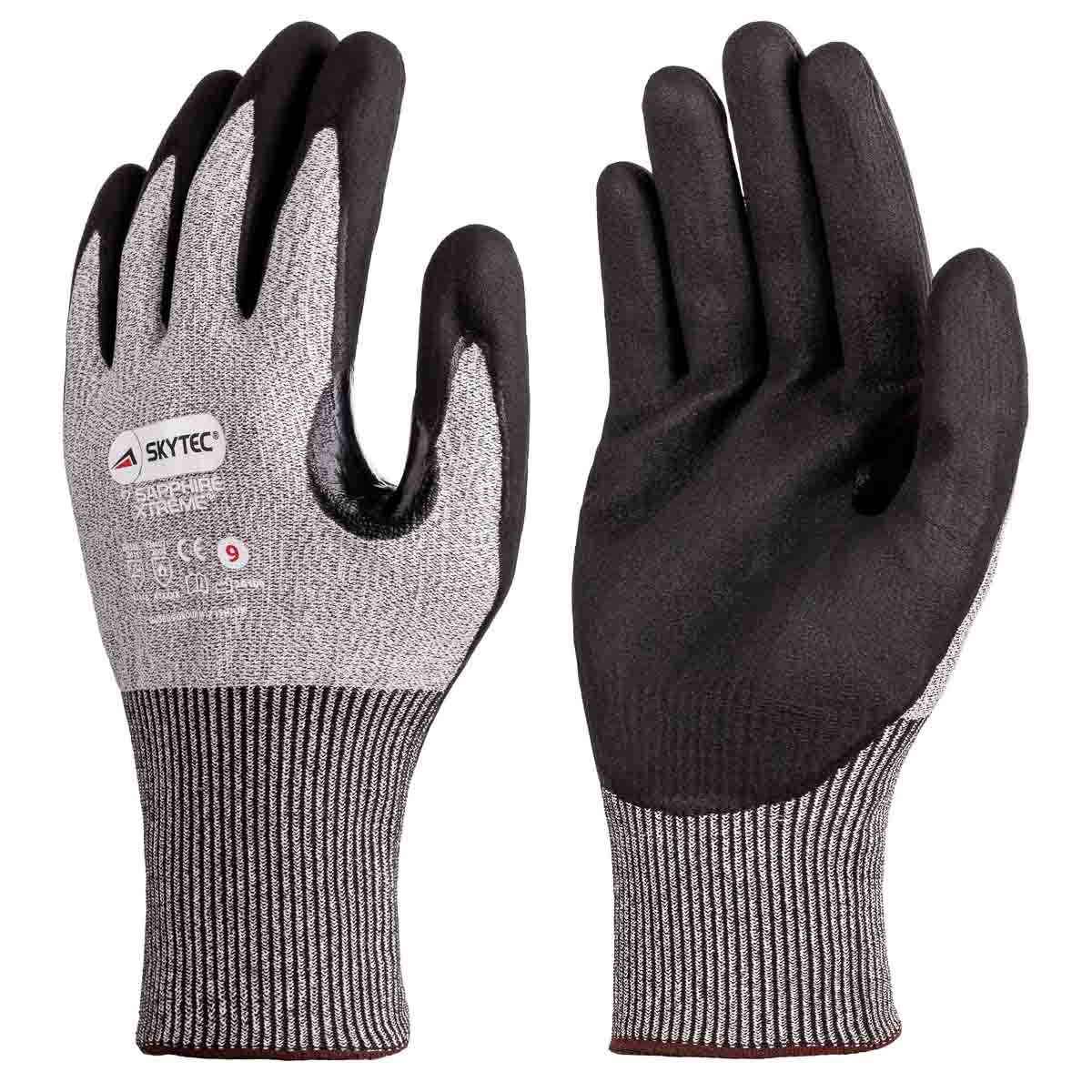 Skytec Grey, Black Nitrile Foam Work Gloves, Size 8, Foam Coating