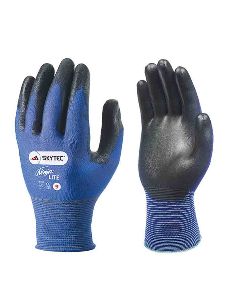 Skytec Black, Blue Polyurethane Work Gloves, Size 8, Foam Coating