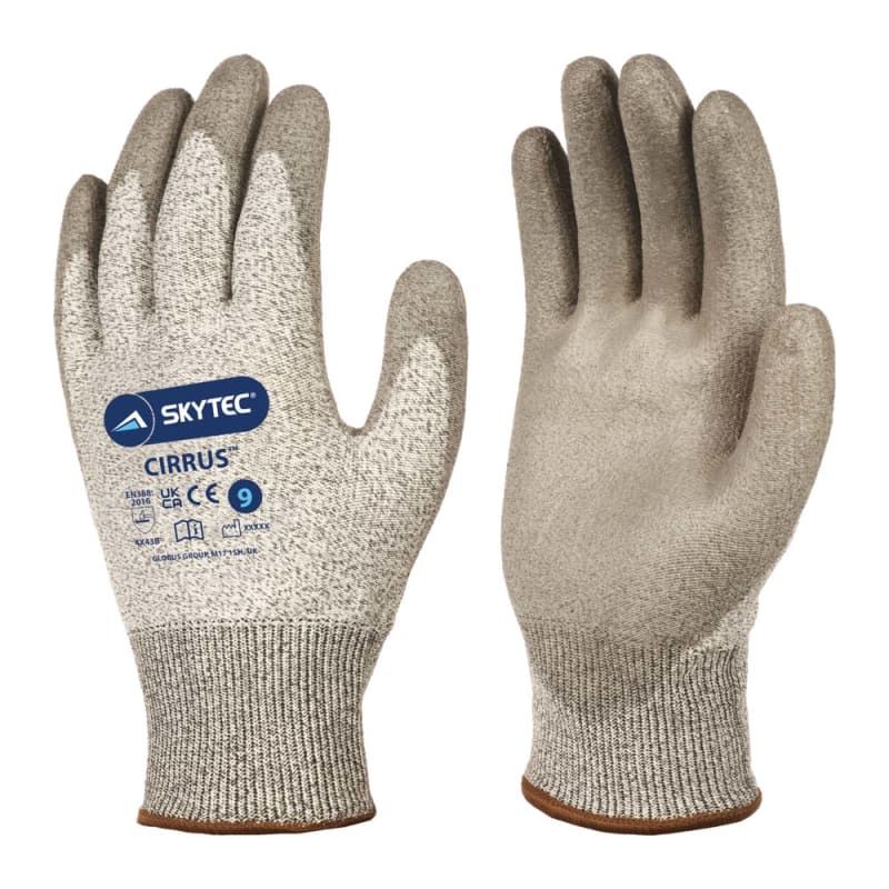Skytec CIRRUS Grey Nylon Work Gloves, Size 7, Polyurethane Coating