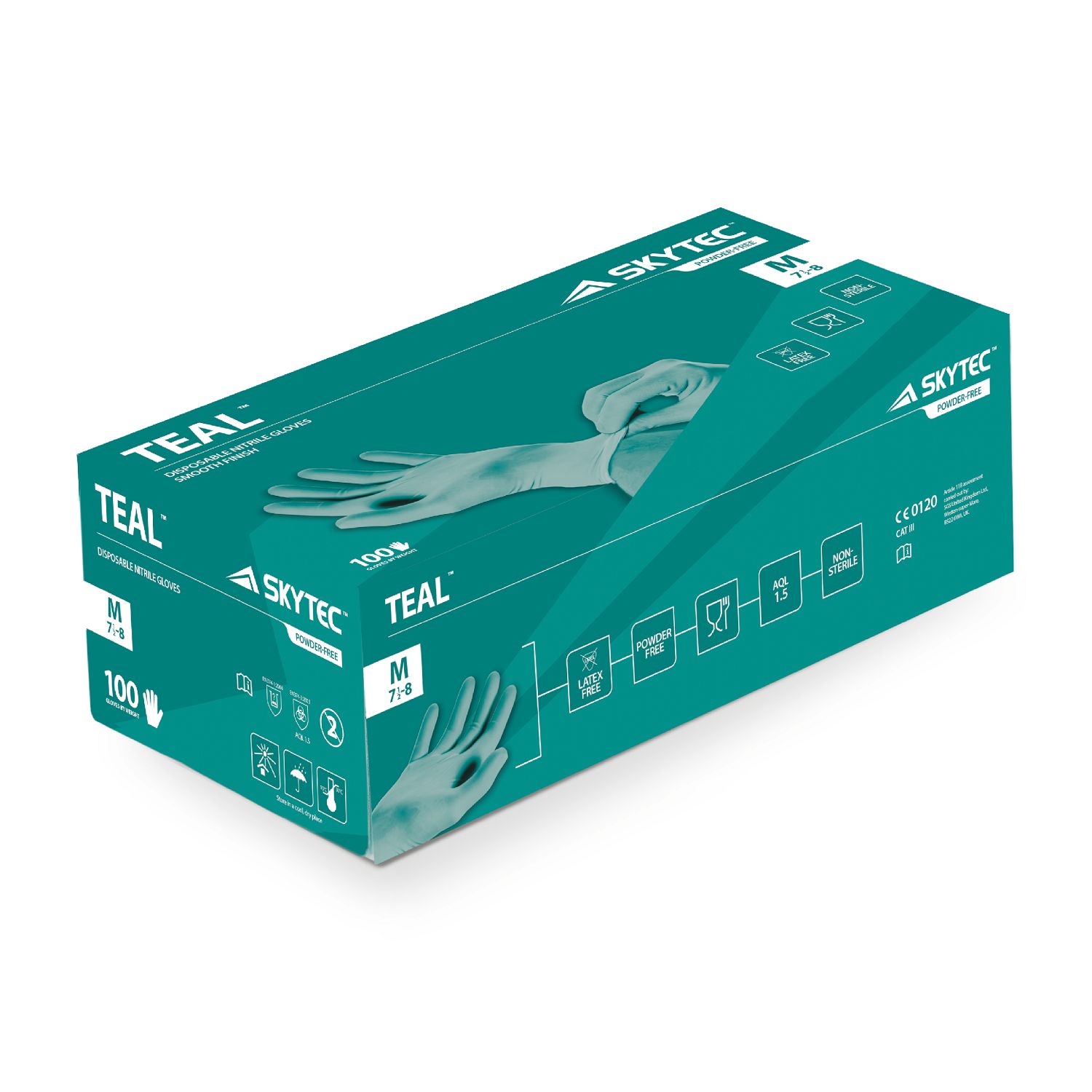 skyteal0 Skytec Green Nitrile Disposable Gloves, 100 per Pack
