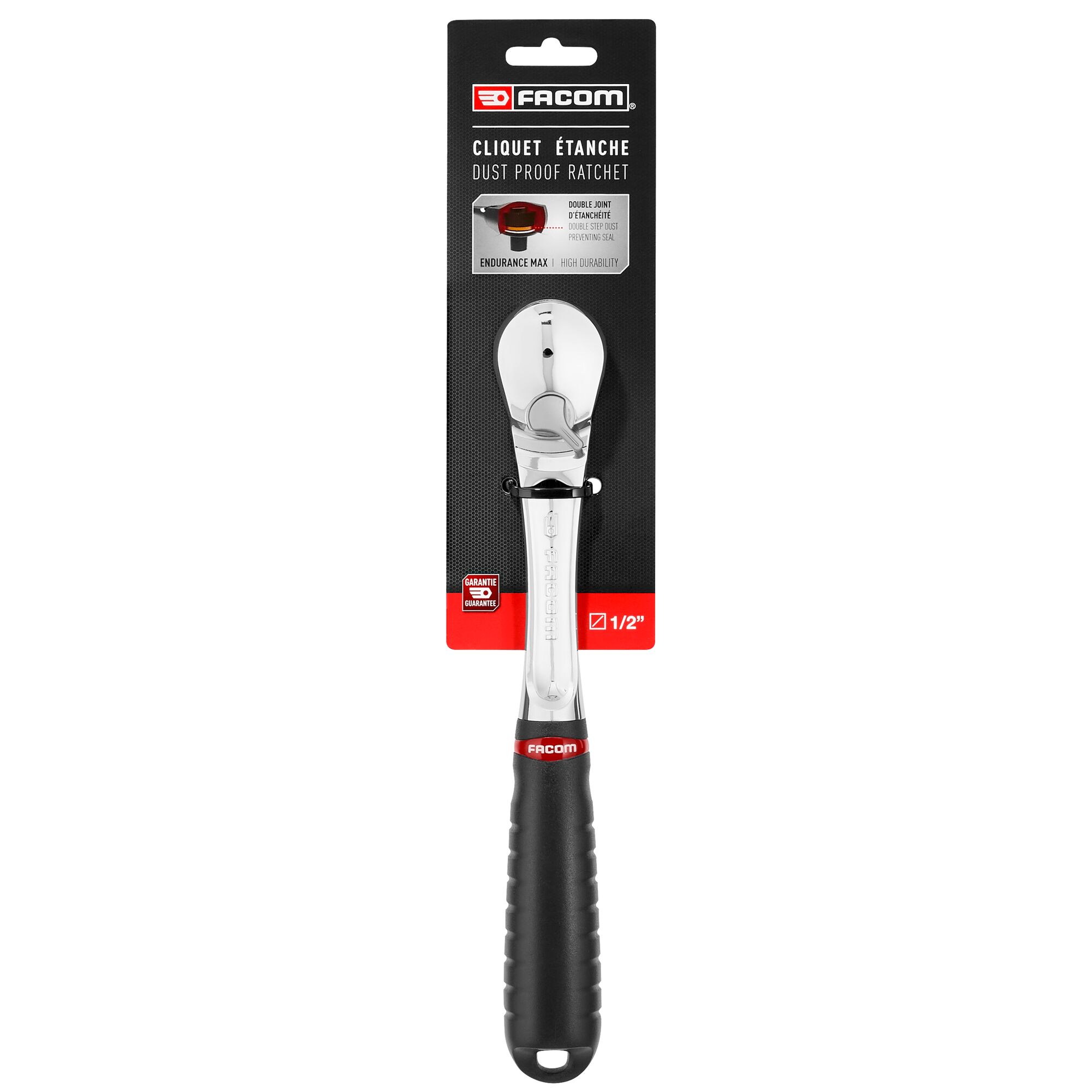 Facom SL.161PB 1/2 in Ratchet with Bi-Material Elastomer Handle, 262mm Overall