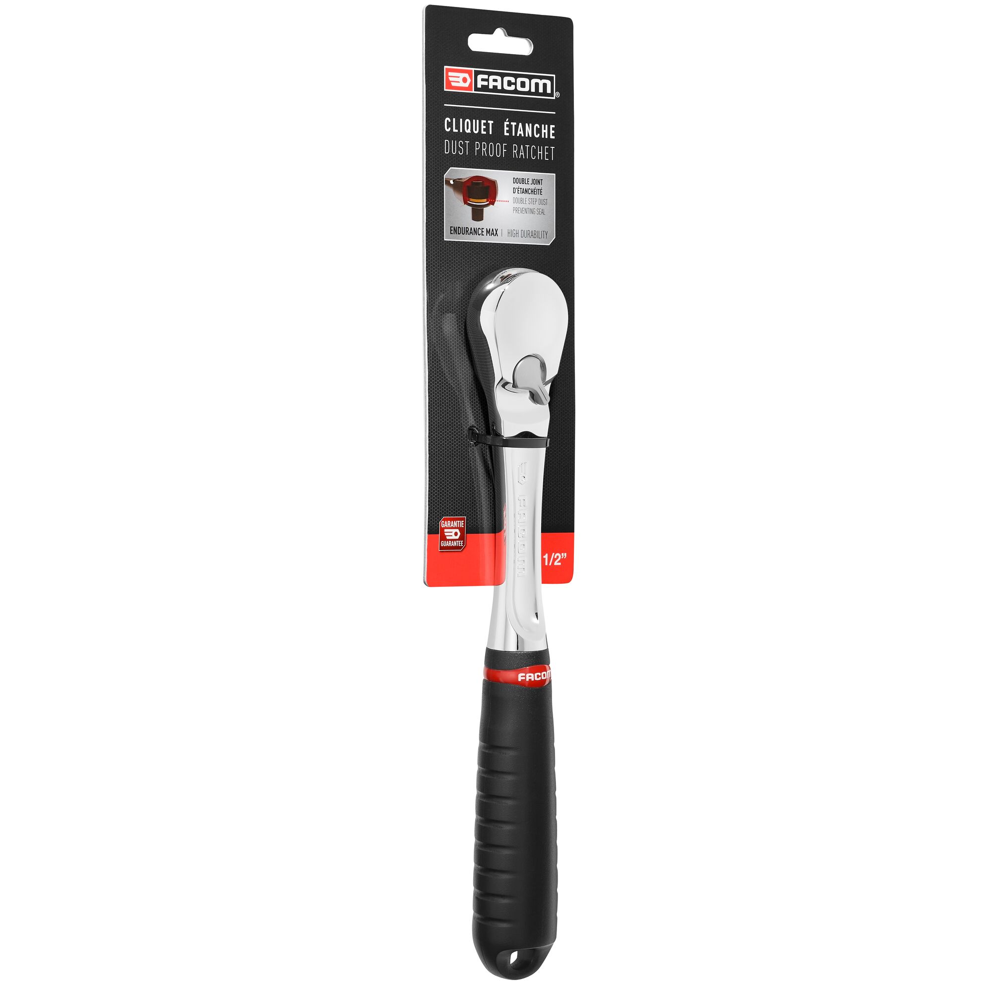 sl161pb Facom SL.161PB 1/2 in Ratchet with Bi-Material Elastomer Handle, 262mm Overall