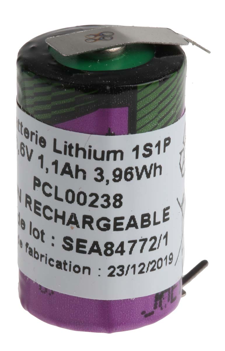 Tadiran Lithium Thionyl Chloride 3.6 V 1/2 AA Battery, 1.1 Ah, 14.7 mm