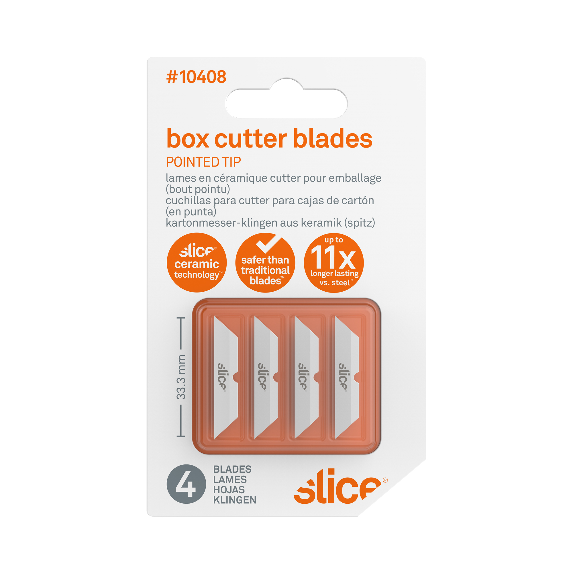 sl010408 Slice Zirconia Toughened Alumina Pointed Cutter Blade, 33.2 x 6.3 x 1.2 mm 6.3 mm, 4 per Package