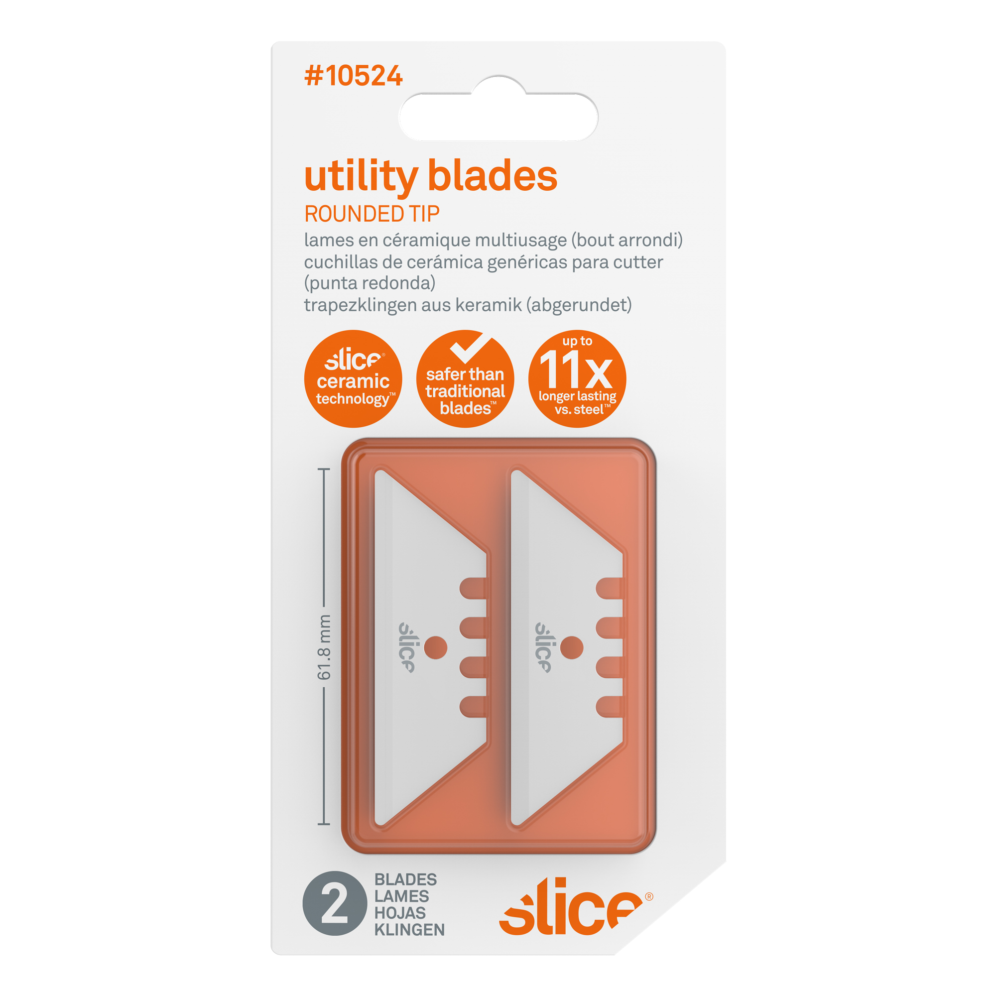 sl010524 Slice Zirconia Toughened Alumina Trapezoid Cutter Blade, 61.7 x 18.7 x 0.7 mm 18.7 mm, 4 per Package